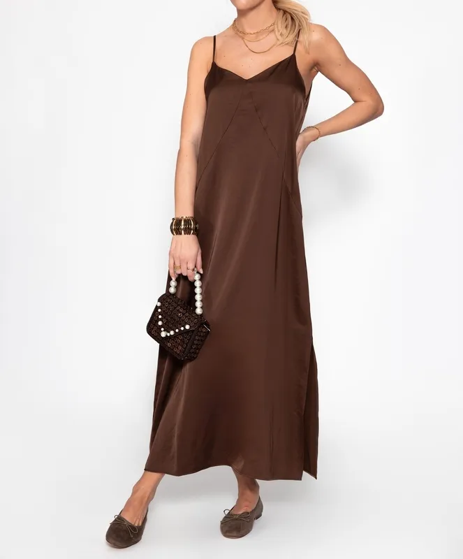 Dark Brown Satin Dress