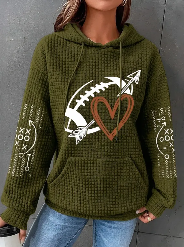 Women's Football Lover Heart Arrow Playbook Graphic Hoodie