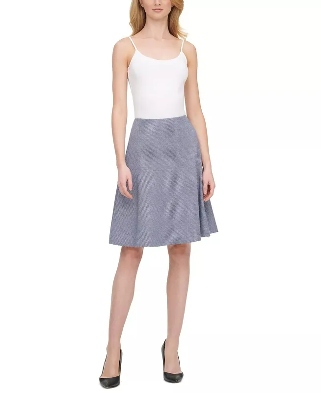 Textured Flared Zipper Skirt