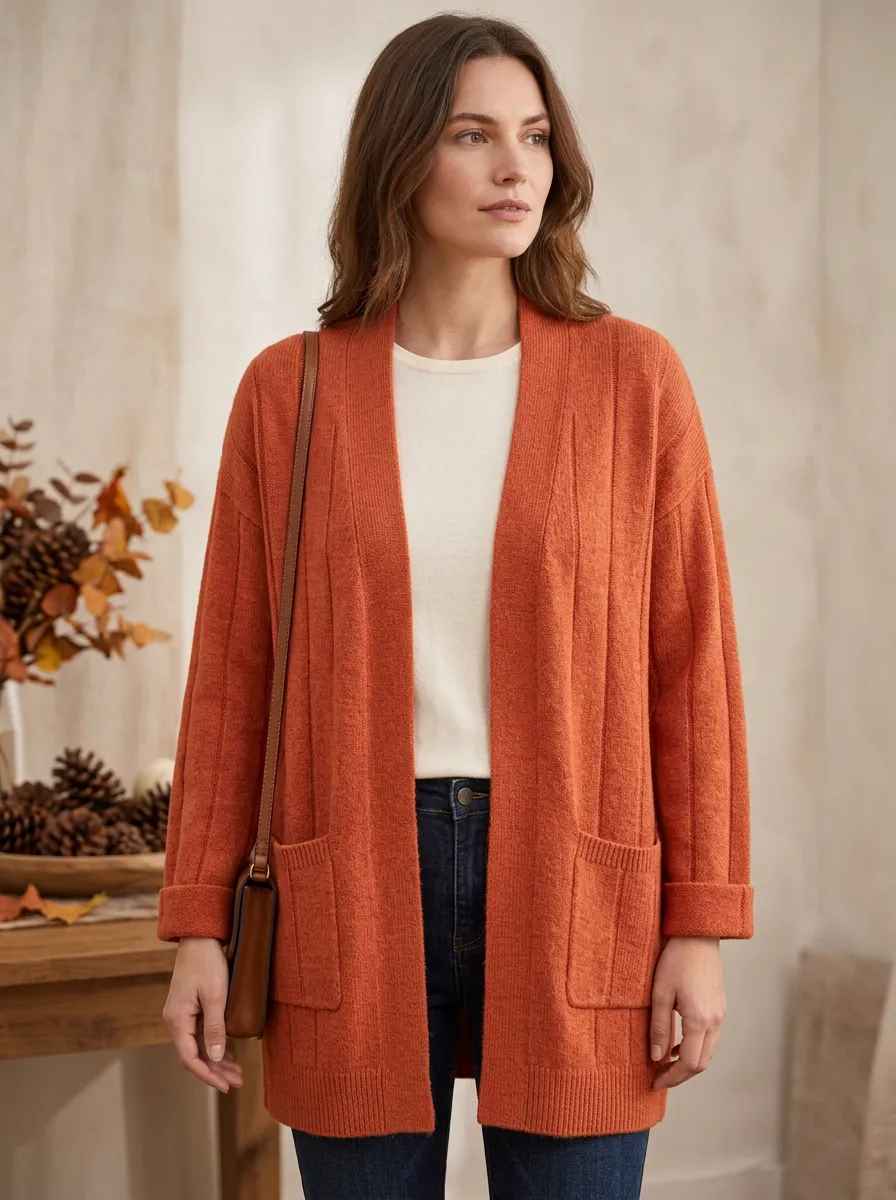 Relaxed Ribbed-Knit Knit Cardigan