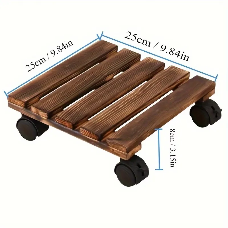 Wooden Plant Caddy with Wheels