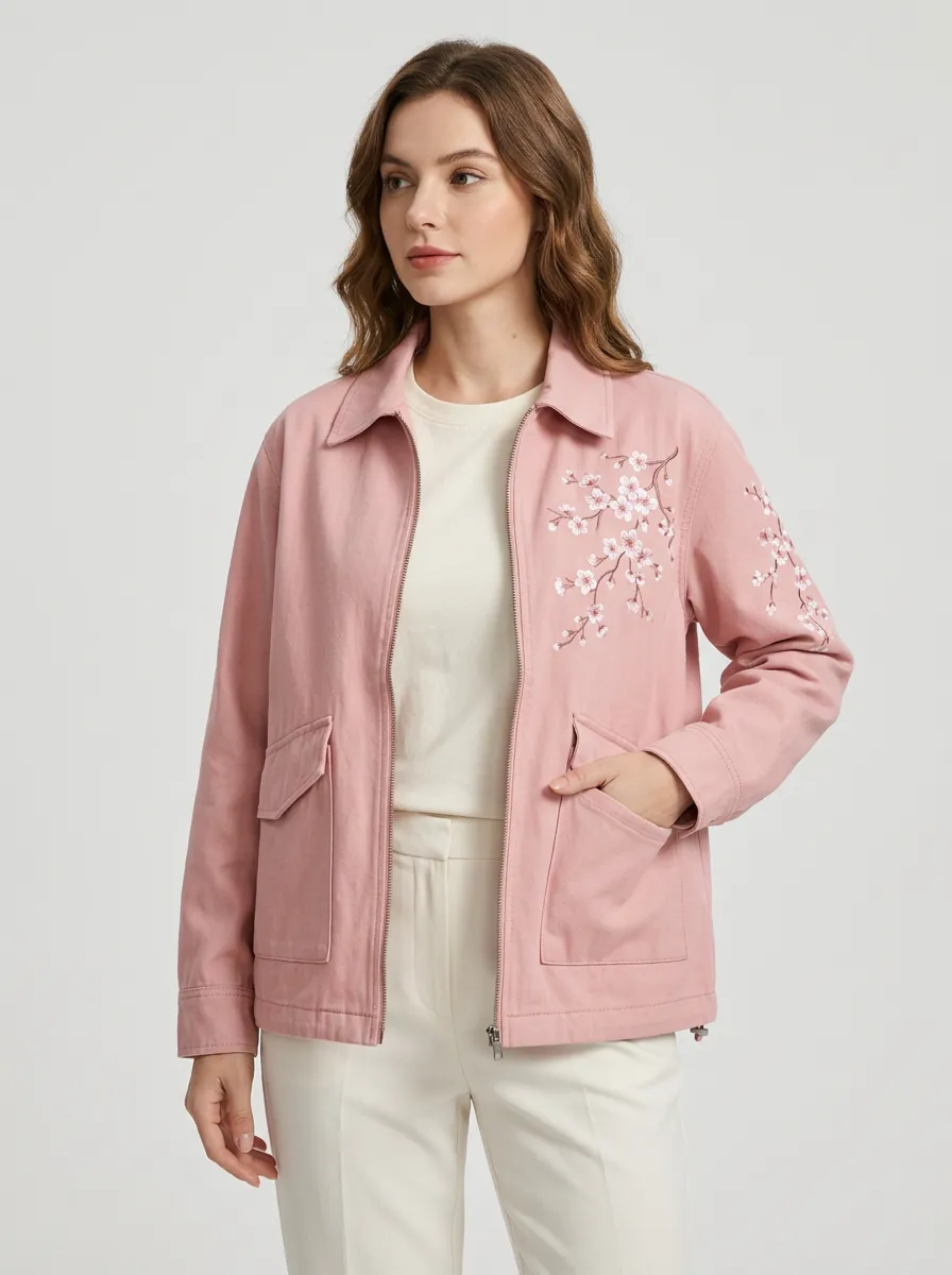 Women's Floral Lover Cherry Blossom Printed Jacket
