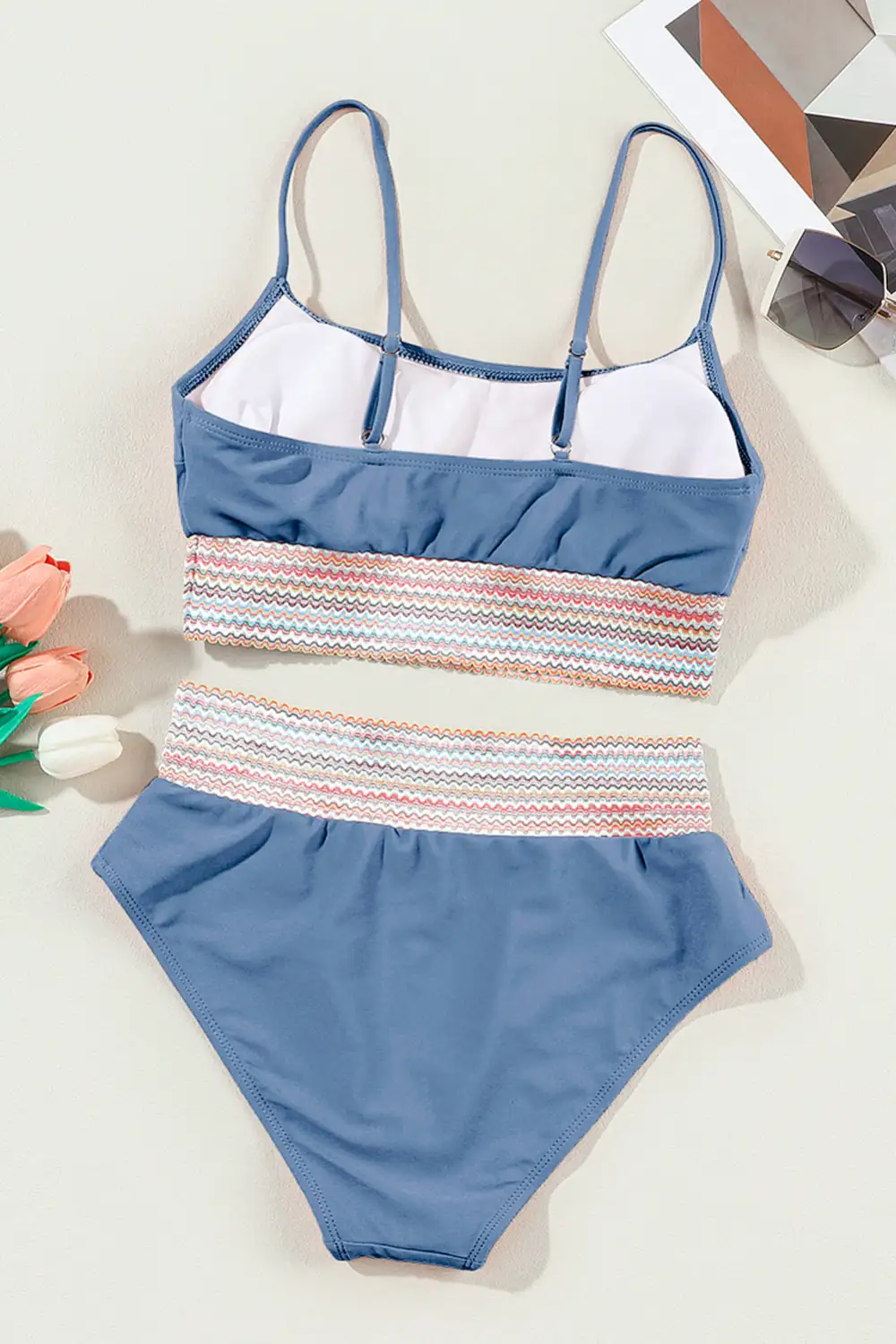 Colorful Stitch Border Bikini Swim Set