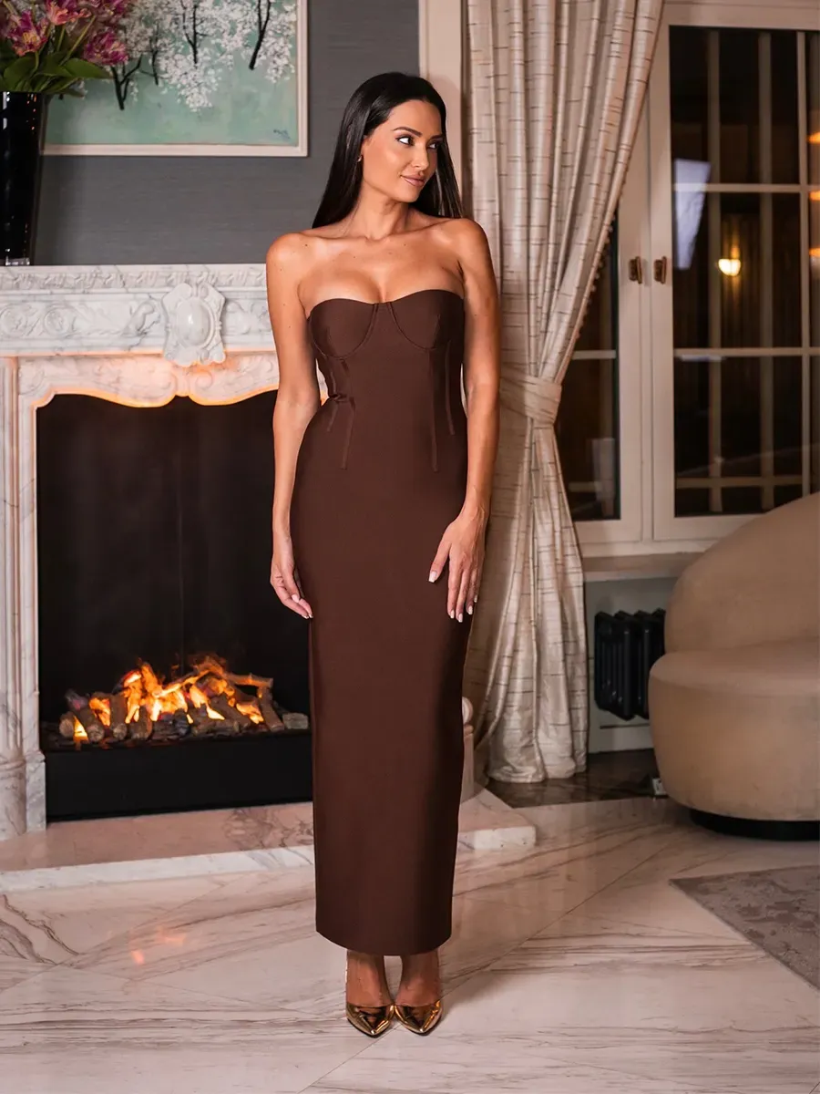 Ingrid Maxi Dress In Brown
