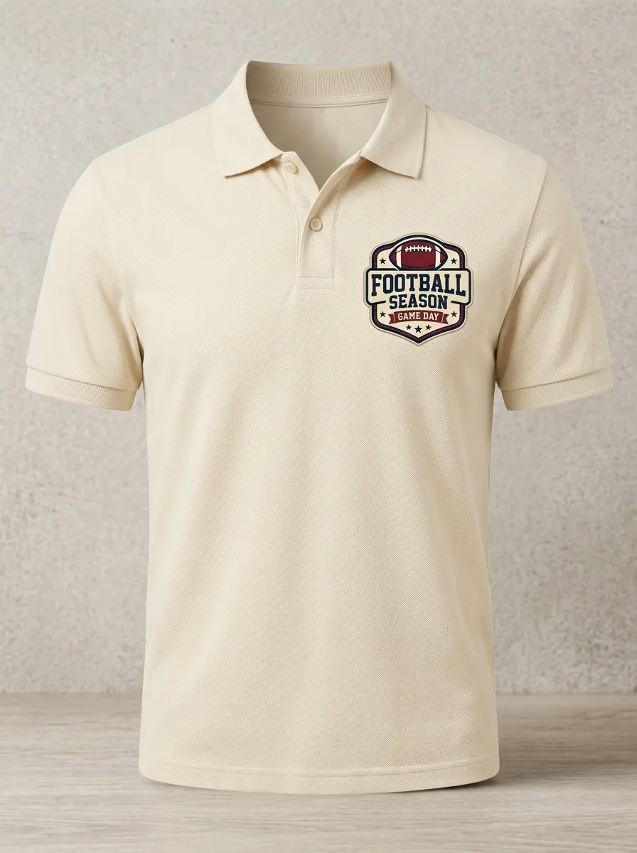 Men's Football Season Game Day Badge Printed Polo Shirt