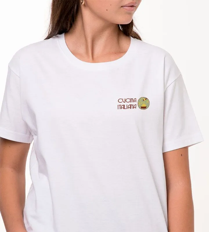Italian Pasta Graphic White T-Shirt