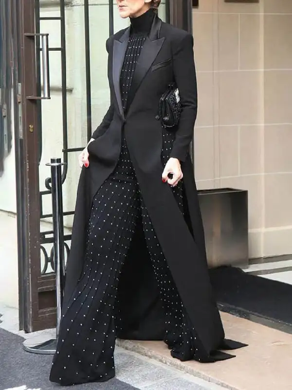 Long Sleeve Split Side Notched Collar Jacket