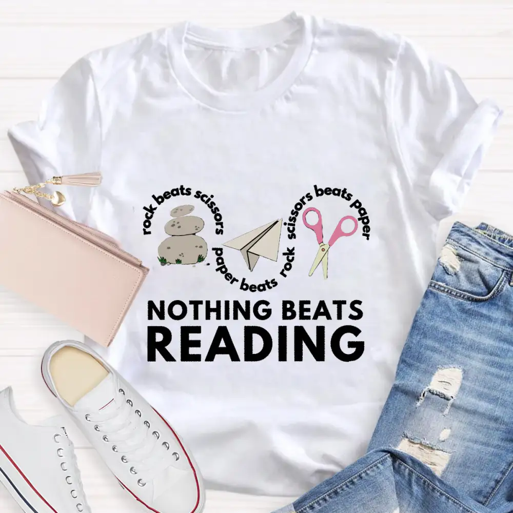 Rock Paper Scissors Nothing Beats Reading T-Shirt