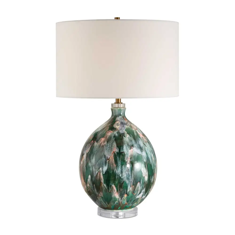 Multicolored Glazed Ceramic Table Lamp