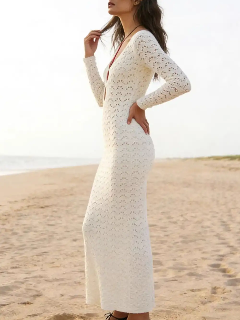 Crochet Knit Dress Swim Cover Up