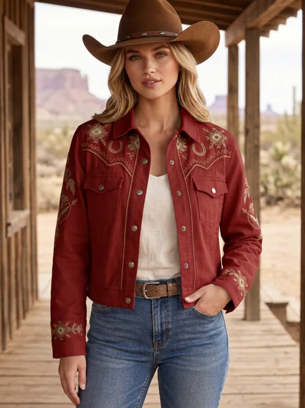 Western Trail Horseshoe Horse Floral Finish Women's Western Jacket