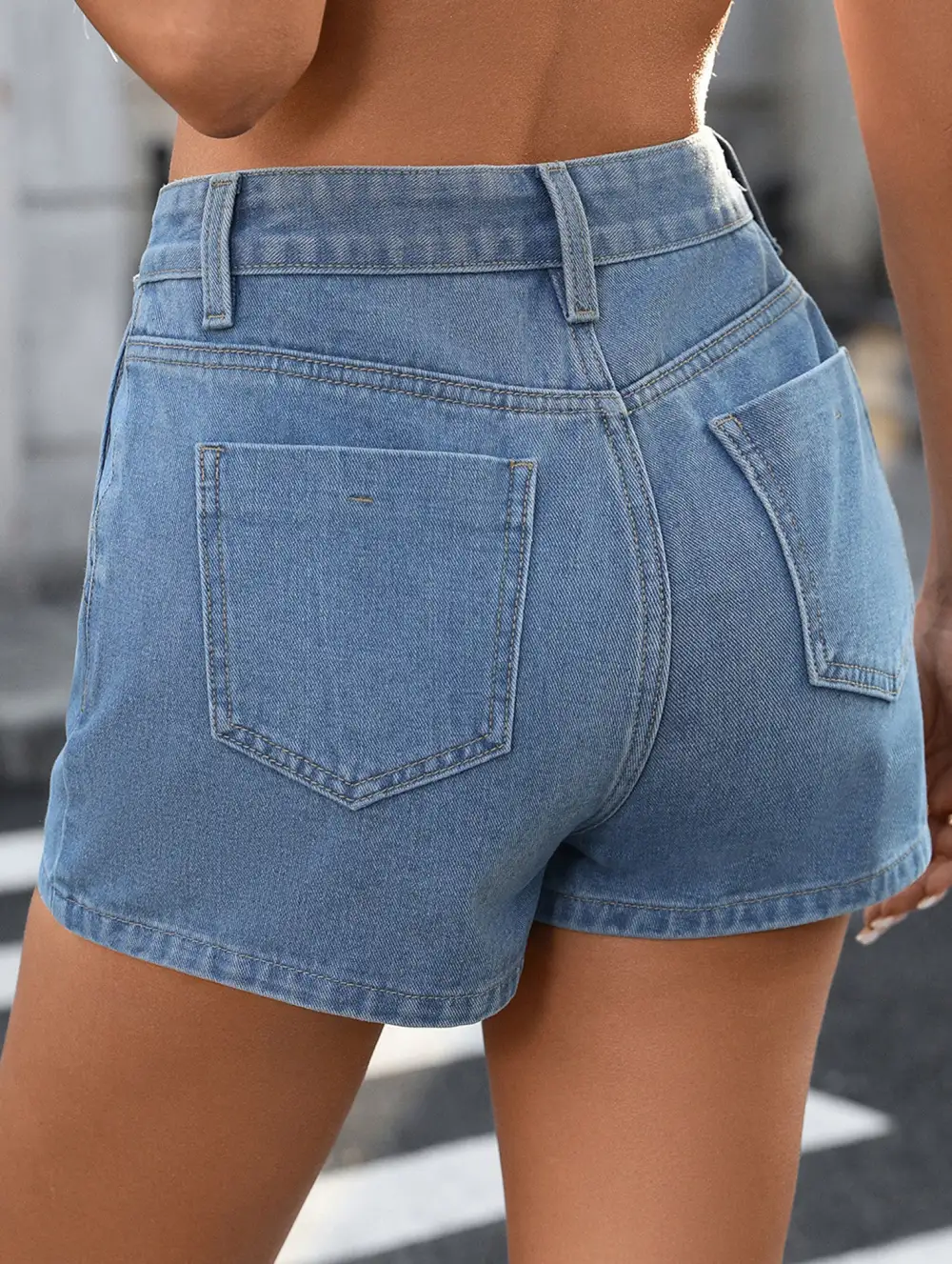 Denim Washed Button Front Mini Skirt