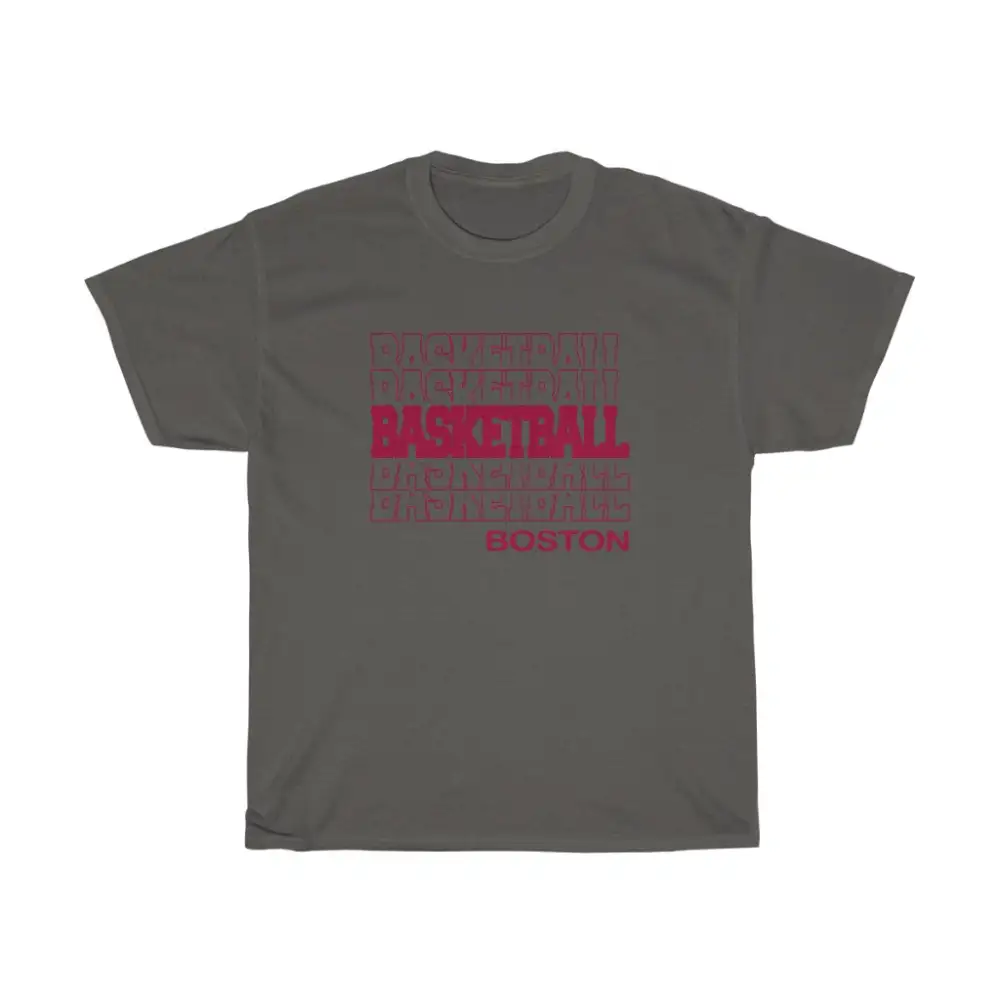 Basketball Boston in Modern Stacked Lettering (Red)