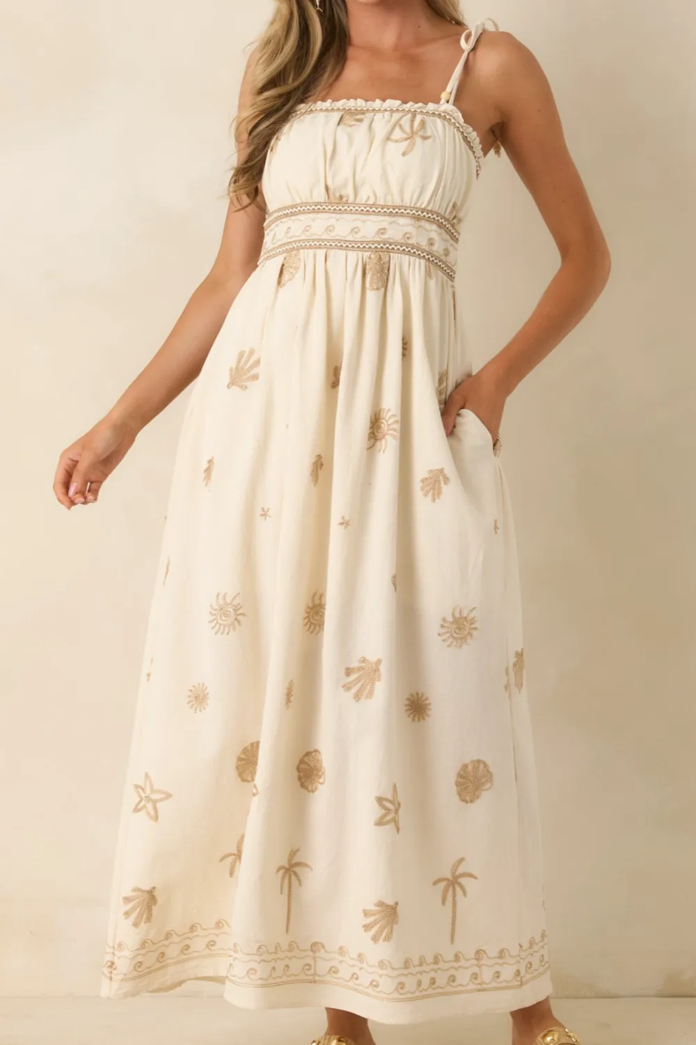Embroidered Toes Maxi Dress