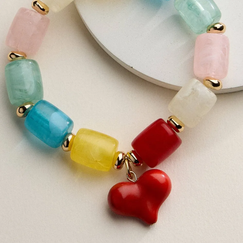 Heart Charm Stretch Bracelet