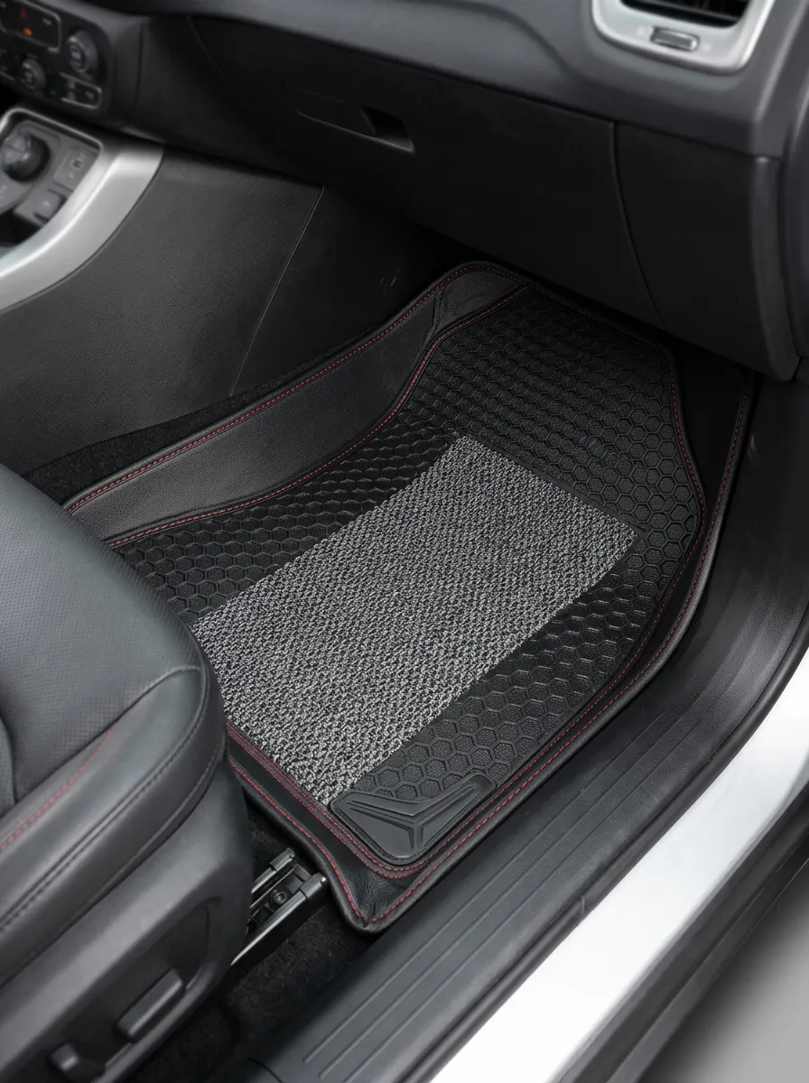 Hexagon Pattern Stitched Detail Automotive Floor Mat