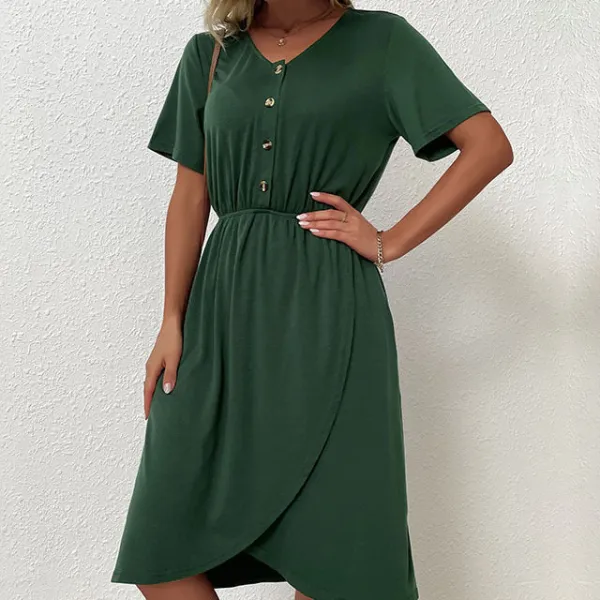 Women's Wrap V-Neck Belted Evening Dress
