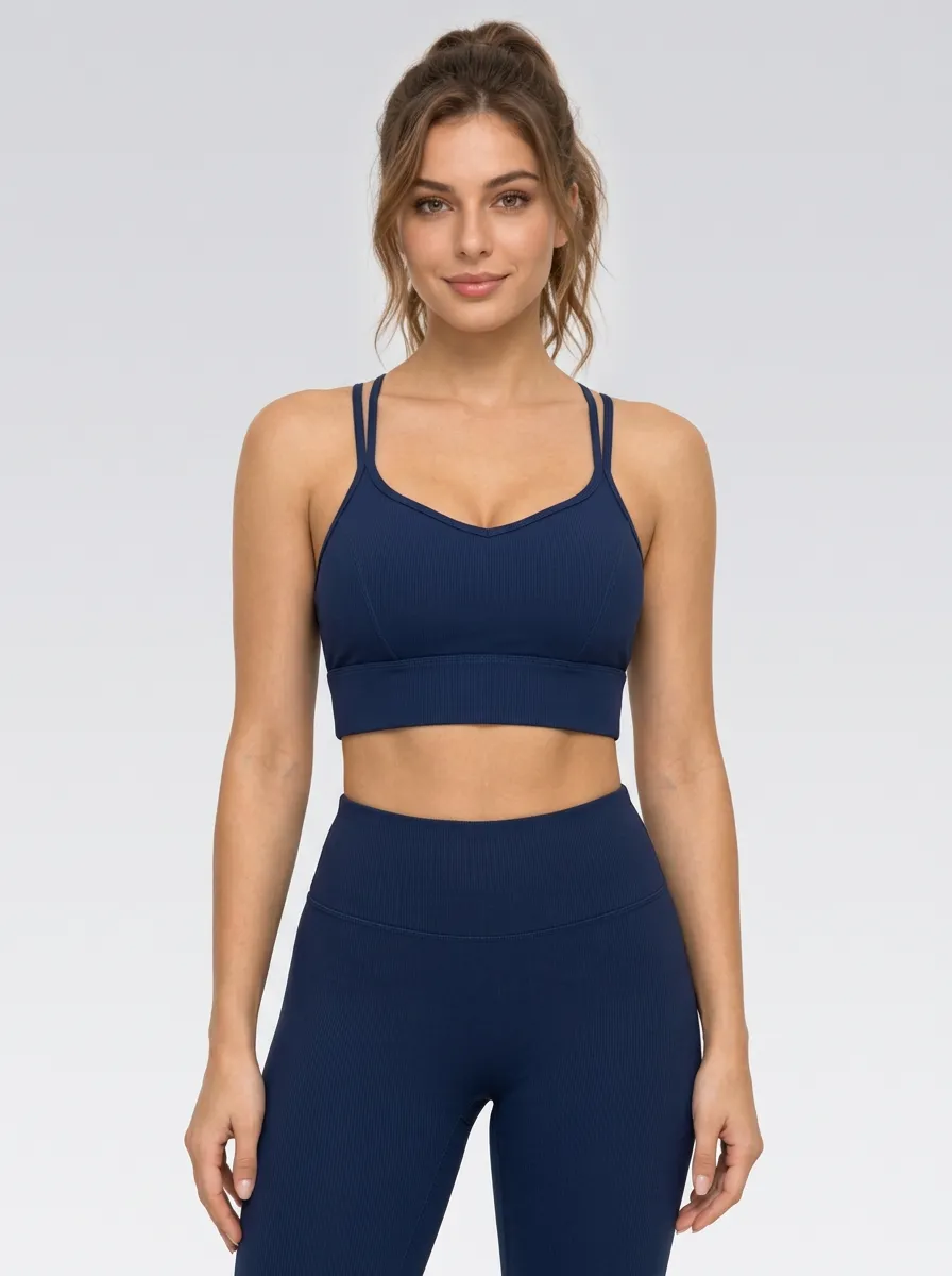 Women's Mesh Panel Crisscross Back Sports Bra