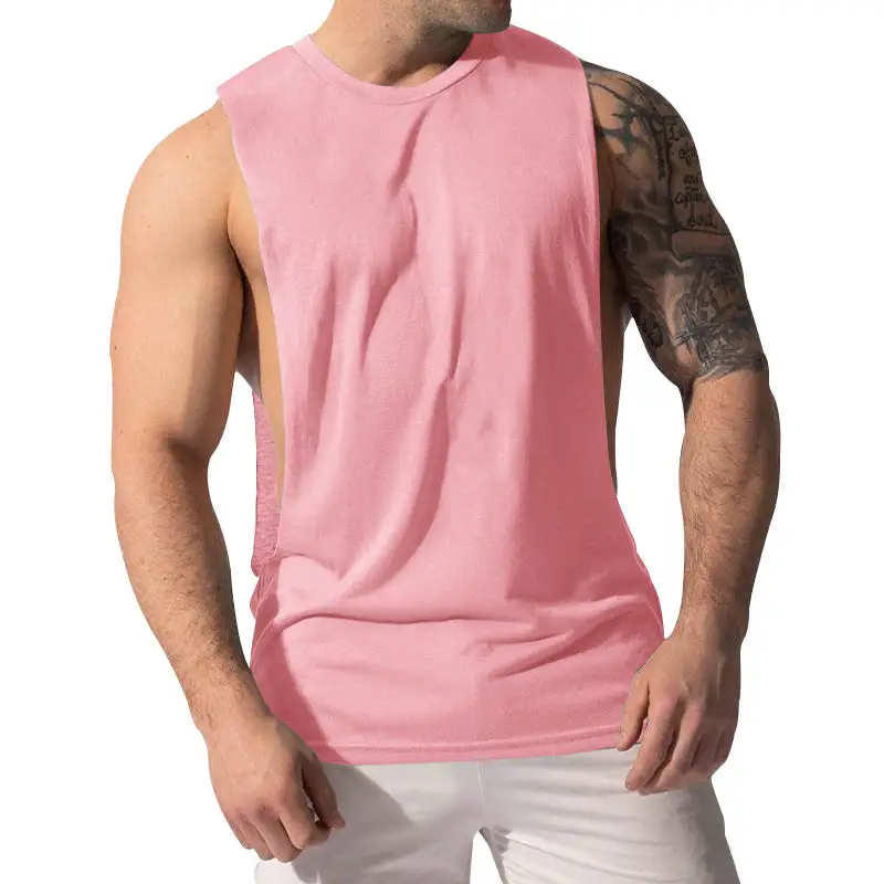 Men's Muscle Shirt With Extra Deep Arm Openings And Breathable Cotton Blend