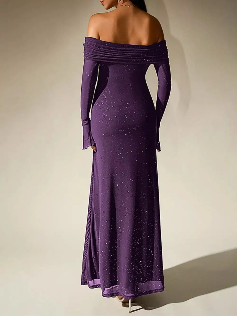 Glitter Off Shoulder Maxi Dress