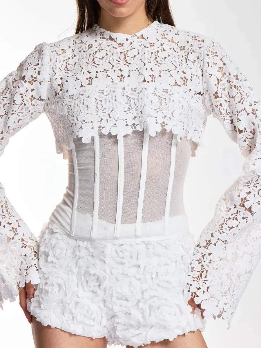 Bella Flower Corset Shorts Set