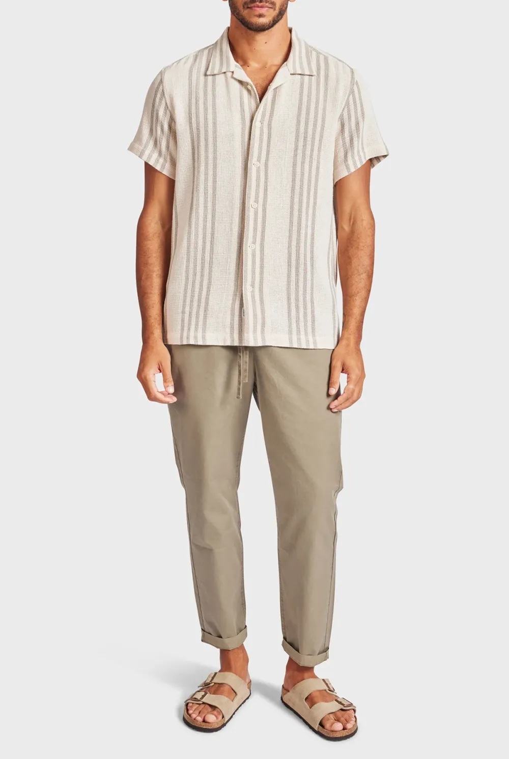 Vertical Stripe Short Sleeve Shirt-Seasponge