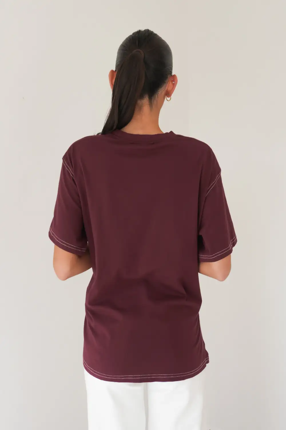 Ribbed Easygoing Look Casual Tee