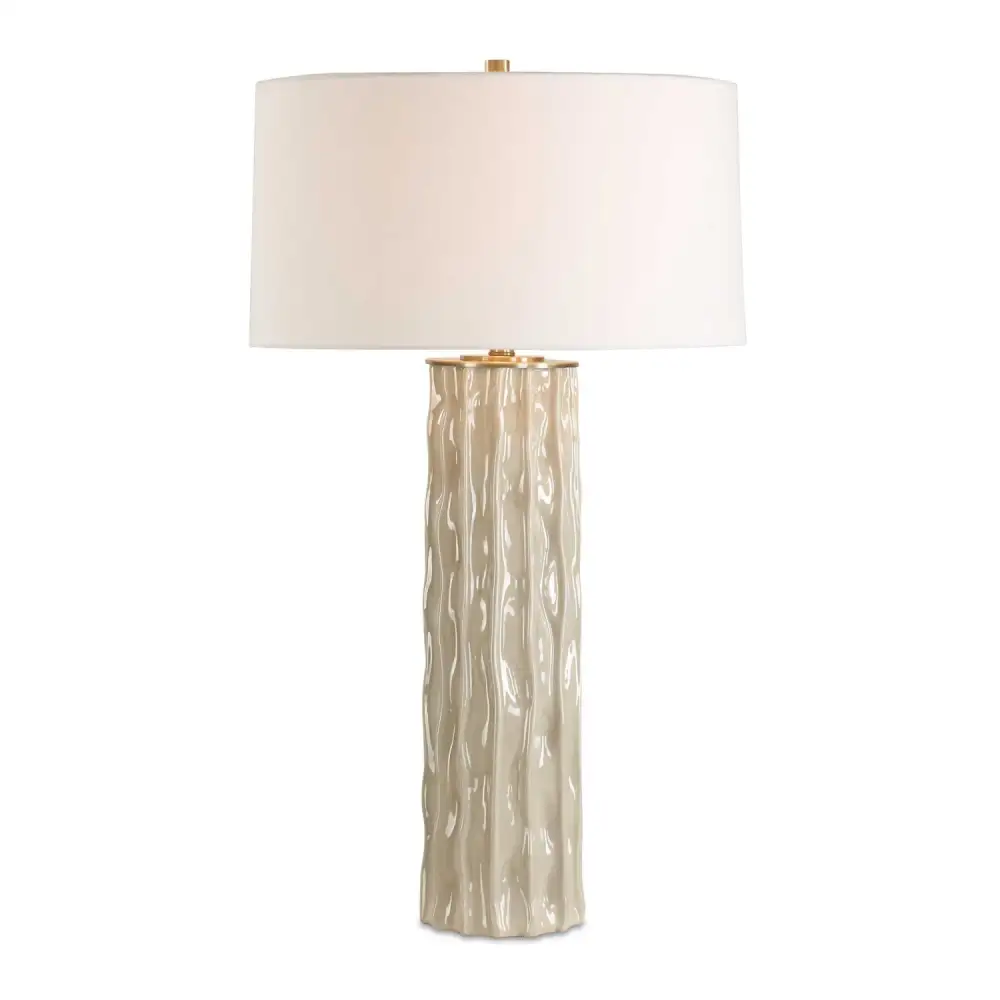 Wavy Organic Ridged Ceramic Metal Table Lamp