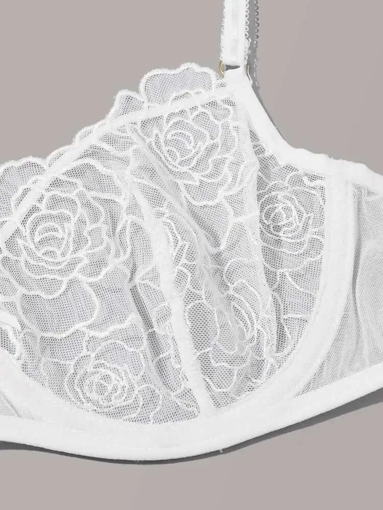 Refined Embroidered Rose Lingerie Set