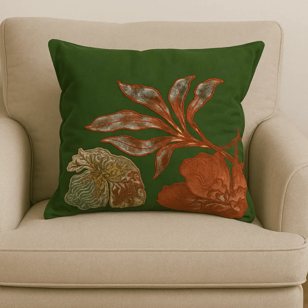 Floral Striped Cotton Decorative Cushion Cover