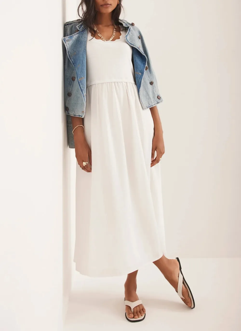Casual Style Scallop Midi Dress