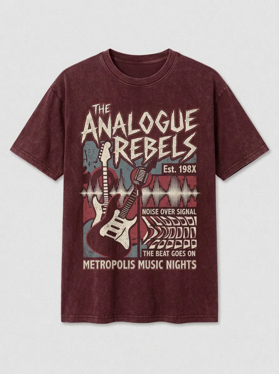 Unisex Rock Band Music Lover Electric Guitar Printed T-shirt