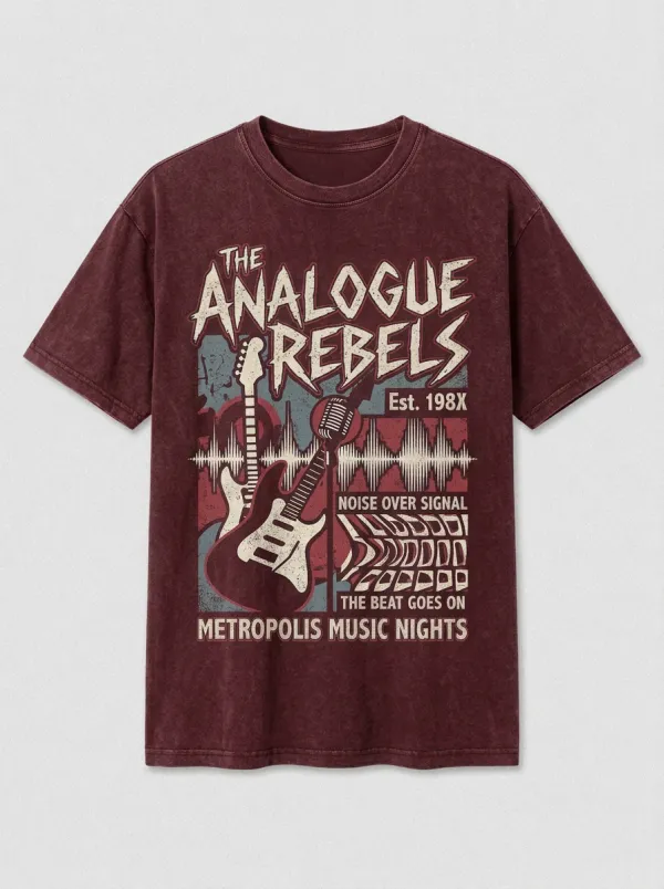 Unisex Rock Band Music Lover Electric Guitar Printed T-shirt