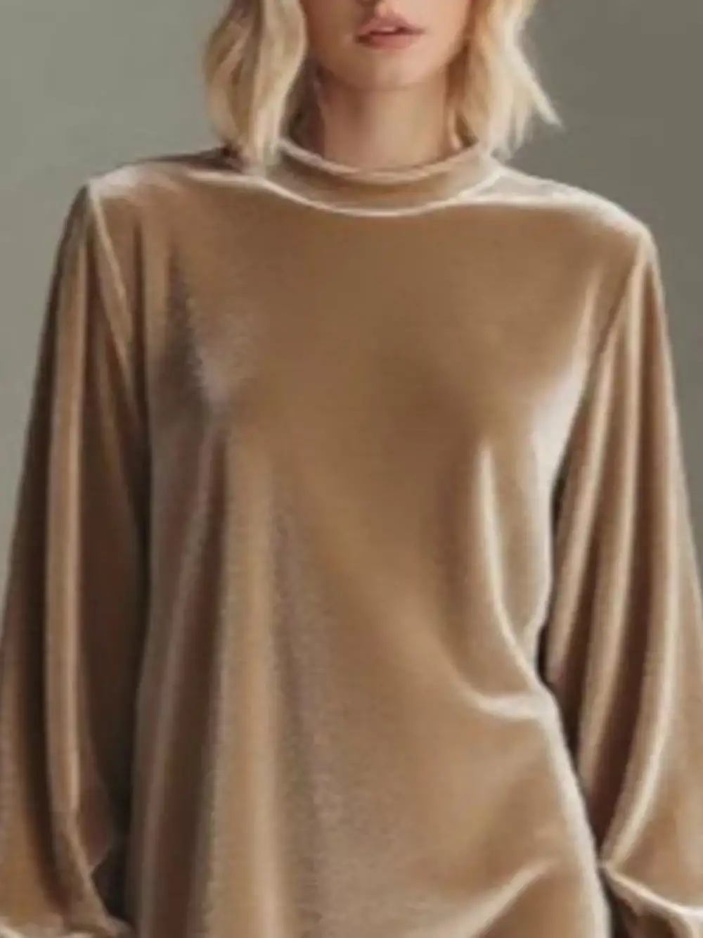 Lightweight Feel Velvet Long Sleeve Mini Dress