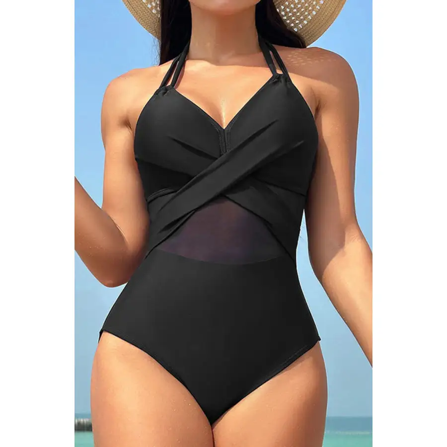 Women's Halter Crisscross One-Piece Swimsuit