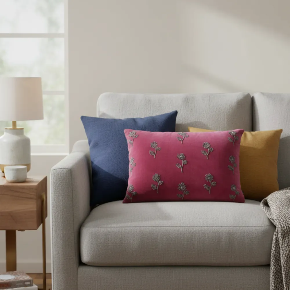 Embroidered Cotton Decorative Cushion Cover
