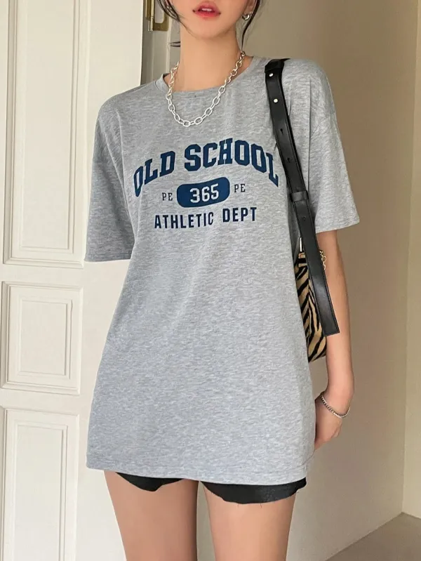 Drop Shoulder Oversized Fit Letter Graphic T-Shirt