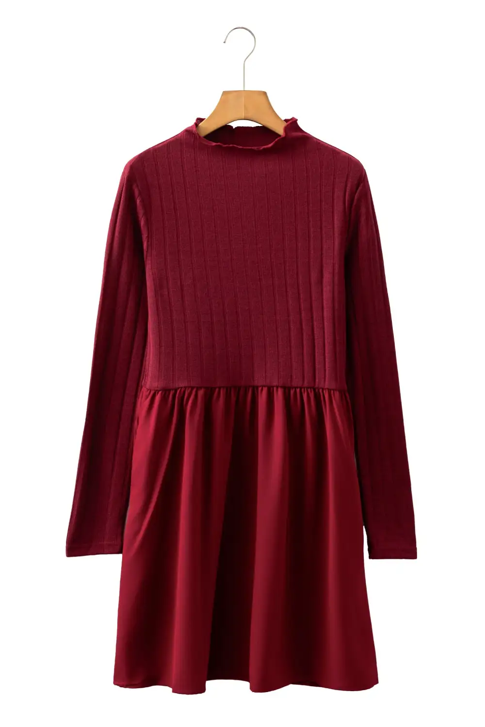 Polished Detail Patchwork Ribbed Knit Mini Dress