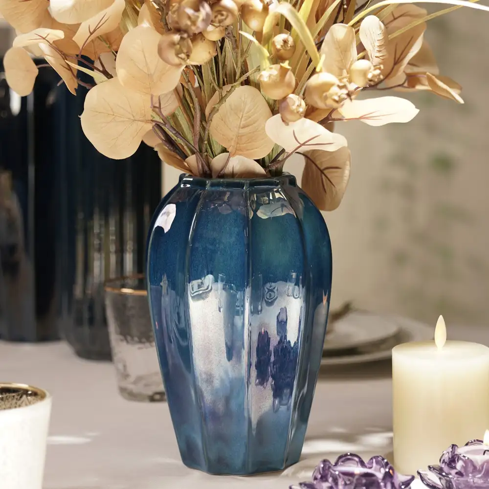Navy Glazed Ceramic Vase