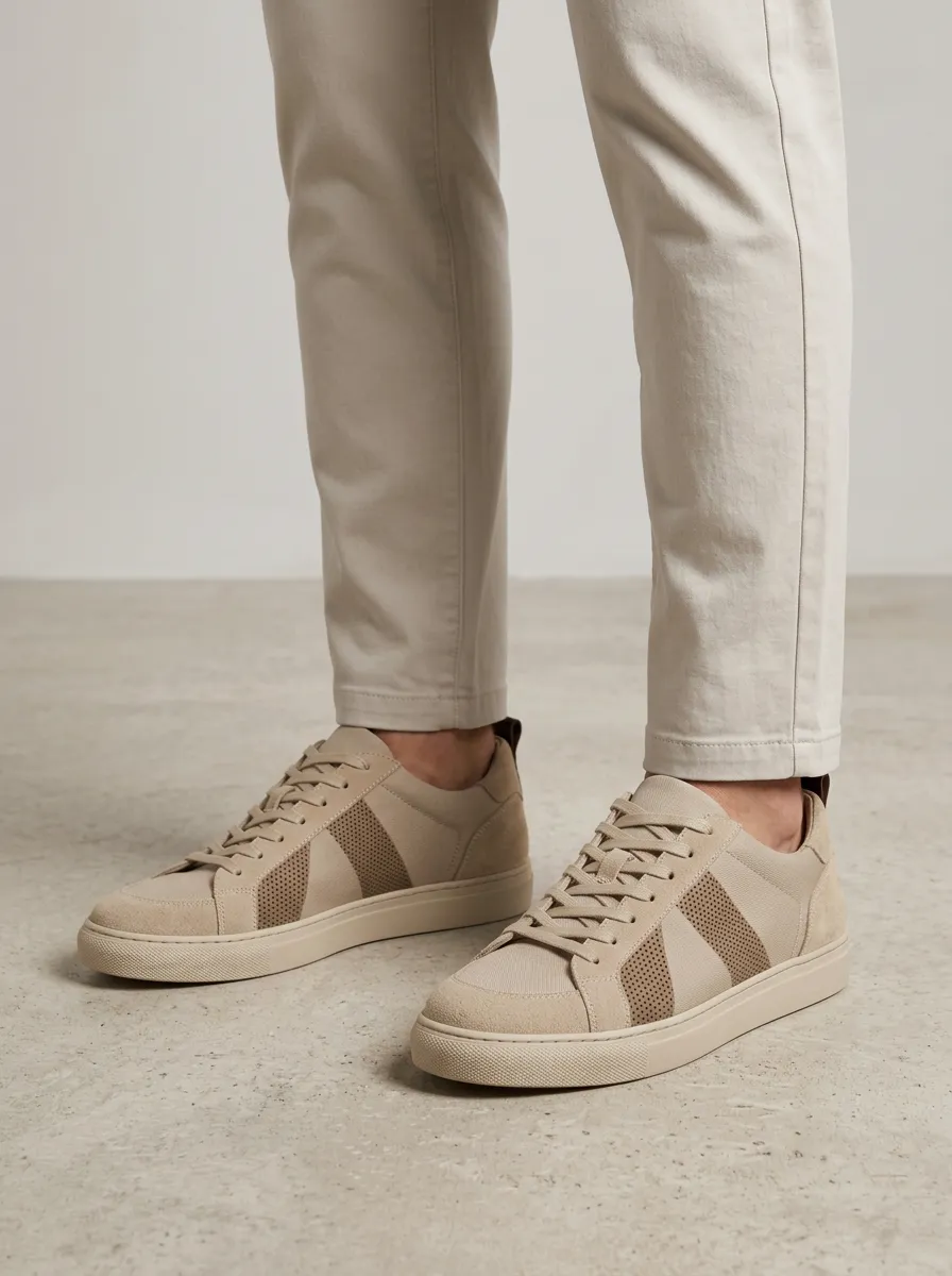 Men's Minimalist Suede Perforated Casual Sneakers