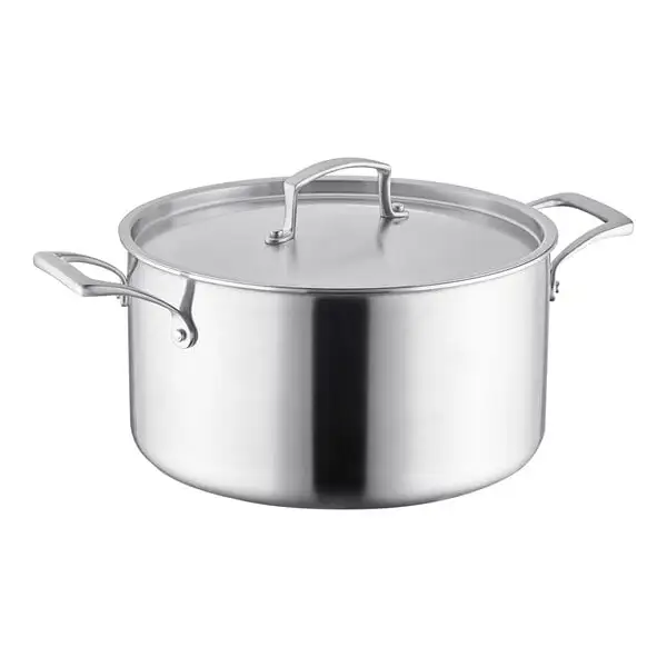 Low-Profile Tri Ply Stainless Steel Stock Pot with Cover