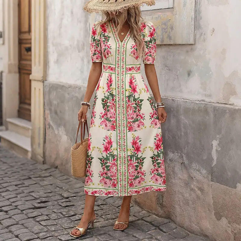 Women's Short-Sleeve Floral Summer Dress