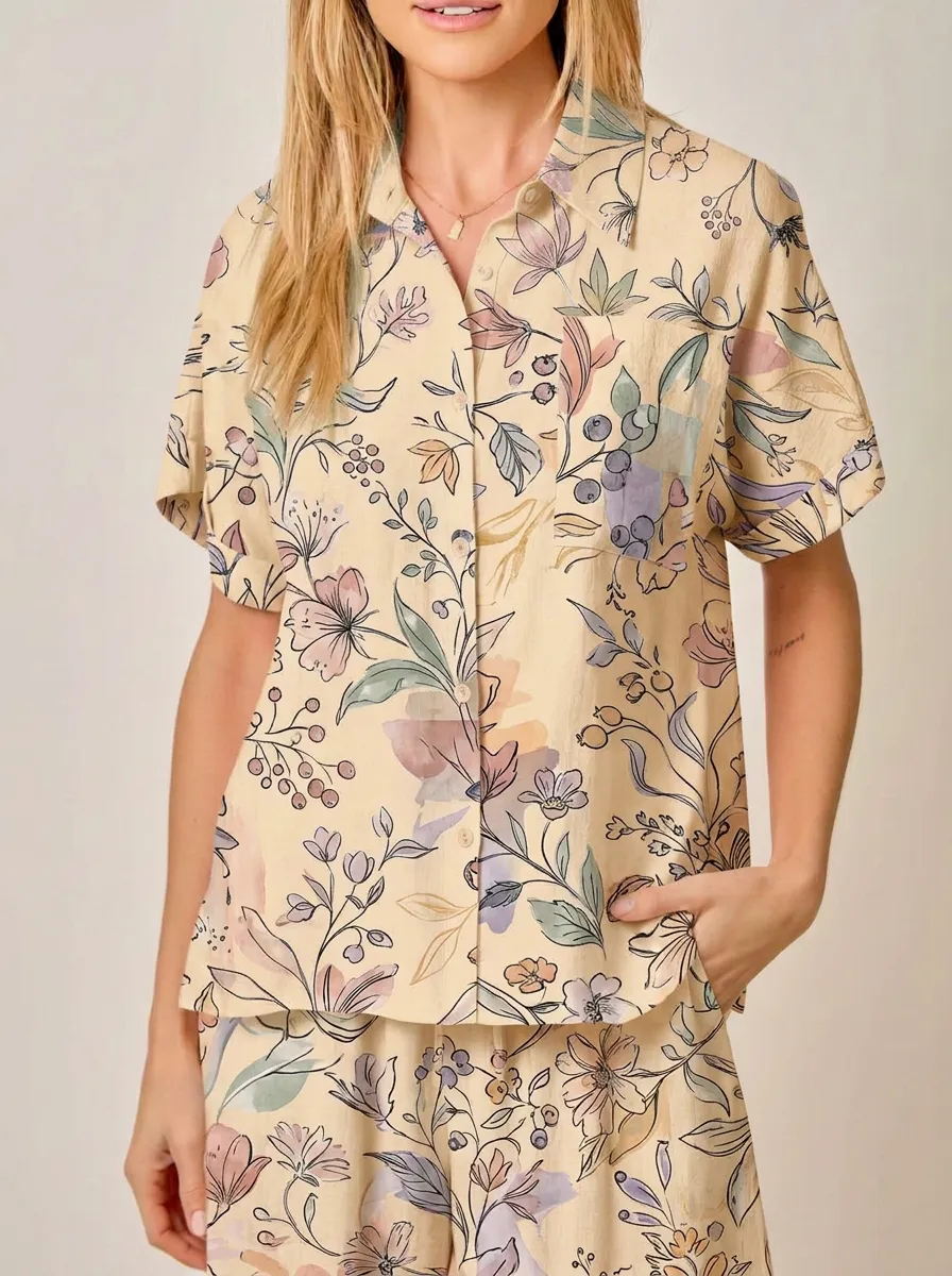 Women's Botanical Garden Floral Printed Button-Down Shirt