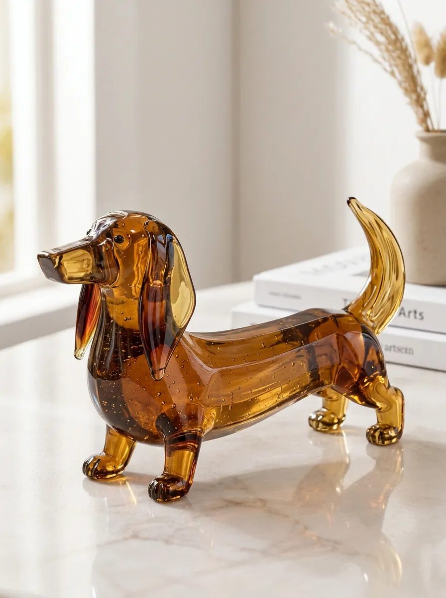 Longbody Dachshund Glass Figurine