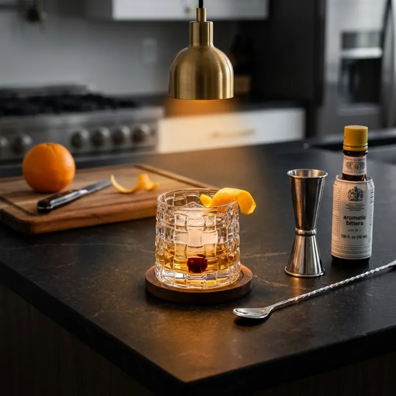 Rotating Whiskey Glass With Wood Coaster