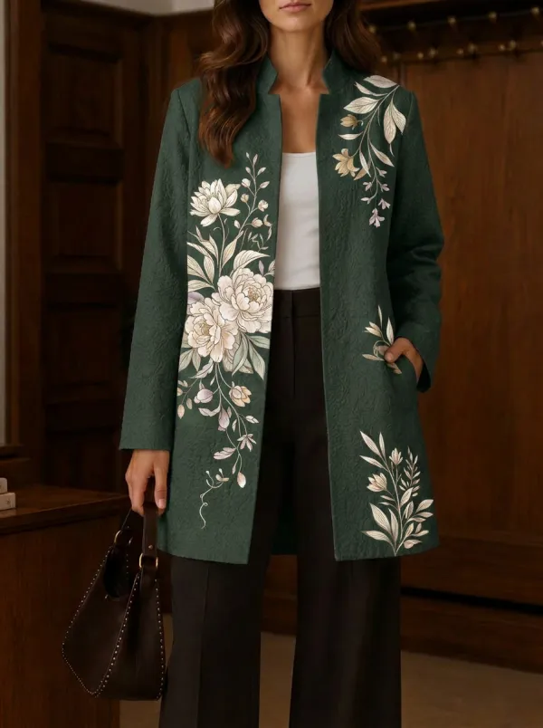 Women's Floral Art Lover Peony Botanical Printed Jacket