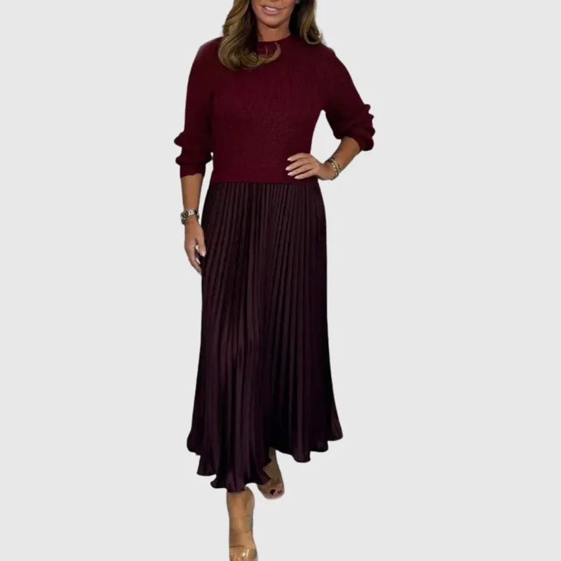 Maxi Dress with Sweater and Pleated Skirt