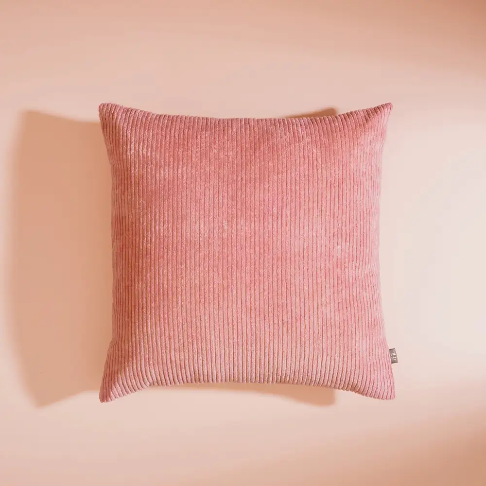 Pink Textured Square Cushion Cover