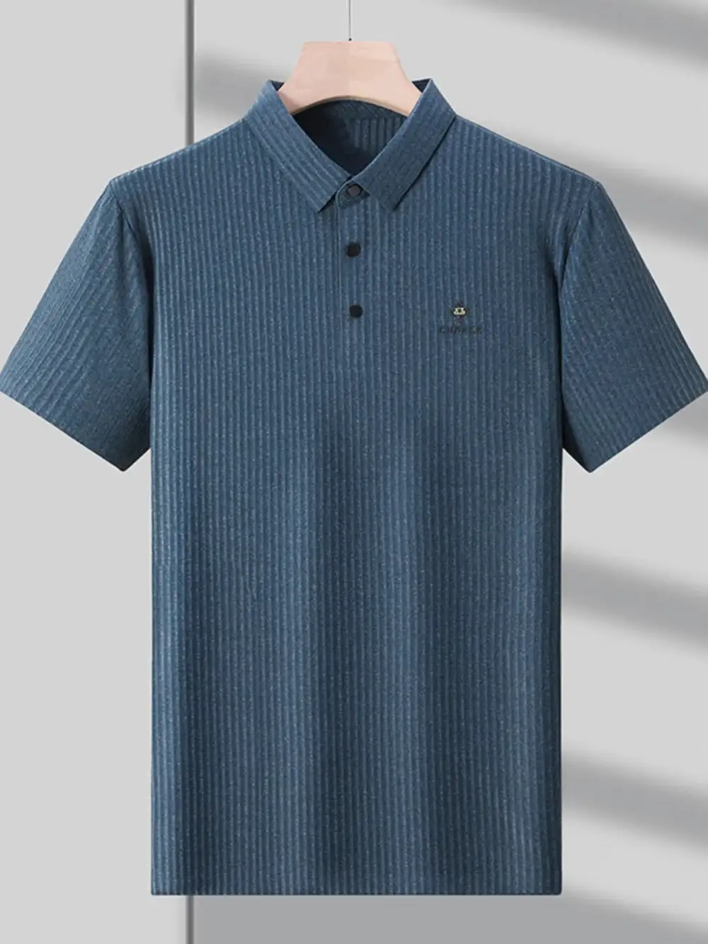 Relaxed Ribbed Short Sleeve Collared Polo Shirt