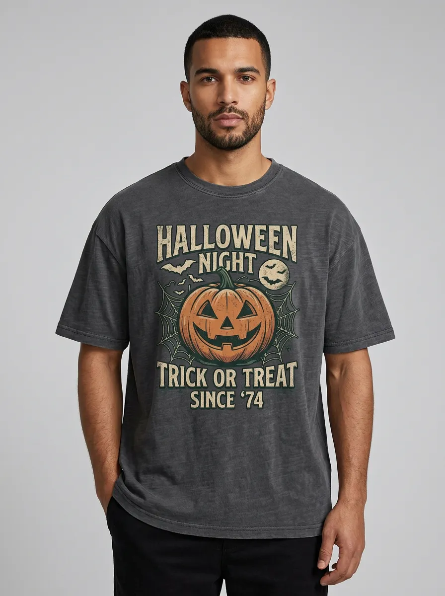 Men's Halloween Pumpkin Trick Or Treat Since '74 Printed T-shirt